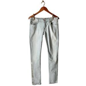 7 For All Mankind Roxanne Silver Paint Distressed Skinny Jeans Size 28